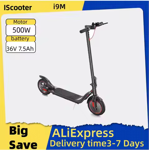 IScooter i9M Adult Men Electric Scooter 10 Inch Tire Foldable Electric Scooter 500W Motor 36V 7.5 AH