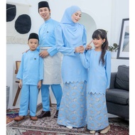 〔 SEDONDON WARNA BABY BLUE 〕 Set Family Baju Kurung Moden Sofea + Baju Melayu