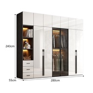 Modern minimalist light luxury high-gloss wardrobe bedroom swing door Nordic large wardrobe locker g