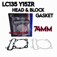 LC135 Y15ZR HEAD BLOCK GASKET 74MM 76MM 78MM 80MM HEAD & BLOCK GASKET LEO