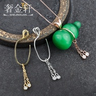 925 Sterling Silver Pendant Clip Amber Gourd Clip Buckle Plated Yellow Gold Buckle Crystal Jade Smal