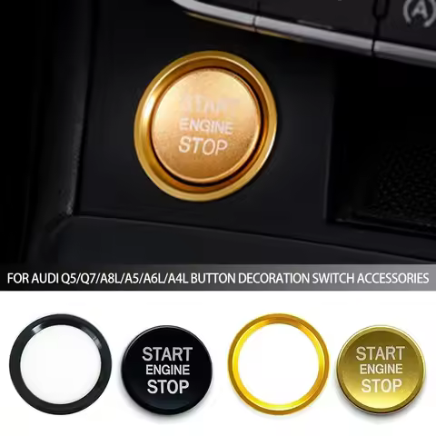 For Audi Q5 Q7 A8L A5 A6L A4L Car Ignition Engine Start Stop Key Ring Cover Decoration Switch Button