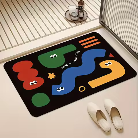 VIKAMA Dopamine Bathroom Diatomaceous Earth Carpet, Absorbent, Non Slip, Washable Shower Room Entran