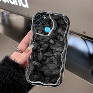 HP Infinix Smart 6 Phone Case Black Leaf Picture Phone Case Softcase with retro Style Wavy Side Sili