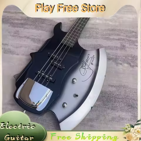 Black Silver Burst Kiss Signature Axe Electric Guitar Bass Gene Sim 4-strings PJ Pickup Heavy Metal
