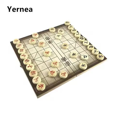 Wooden Chinese Chess Set Foldable Board Games 29.5*27.5*1.3 CM Chinese Boxed Chess Game Basswood Pie