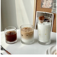 Set of 6 thick glass cups for drinking smoothies, coffee juices, 3 sizes 220-355-440ml, hot trend st