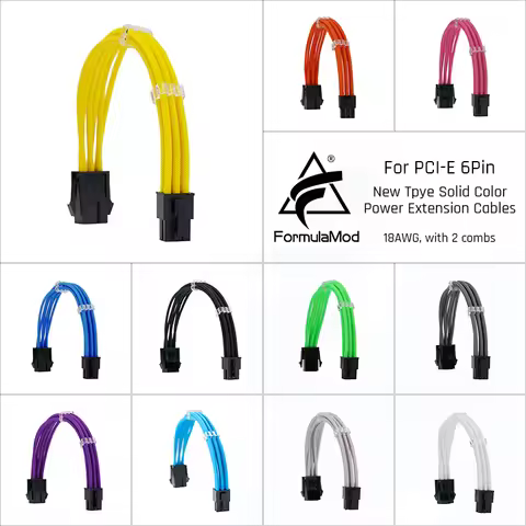 FormulaMod Fm-NP6P PCI-E 6Pin Power Extension Cable For Motherboard/GPU 6 Pin 18AWG Solid Color Exte