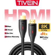 [LIFETIME WARRANTY] TIVEIN HDMI Cable 2.1 8K60Hz Cable High Speed 48Gbps 4K/120HZ HDMI Splitter CabI