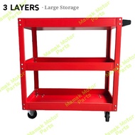 3 Layers Service Cart Metal Steel Tool Trolley/3 Lapis Alat Letak Barang Servis Bengkel Troli