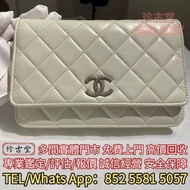 回収 香奈兒chanel白色羊皮銀鍊23a woc 23年晶片款，名牌手袋，包包，單肩包，錢包，CHANEL香奈兒，HERMES愛瑪仕，LV路易威登，Dior迪奧，Gucci古馳，BottegaVen