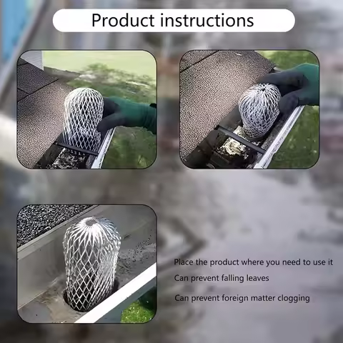 4 Pcs Gutter Downspout Guards 3.5 Inch Aluminum Leaf Filter Strainer Expandable Gutter Downspout Pro