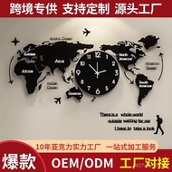 Map Simple Silent World Clock Home Manufacturer Clock Wall Clock Light Luxury Living Room European C
