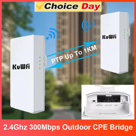 KuWFi 2.4Ghz 300Mbps Outdoor CPE Bridge Wireless Wifi Router AP Repeater Mode Long Range Extender Wi