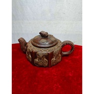 Old Tibetan Late Qing Dynasty Raw Ore Purple Clay Old Purple Clay Teapot Shi Dabin Octagonal Buddha 