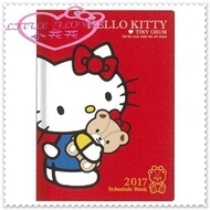 小花花日本精品♥Hello Kitty 日製 行事曆 A6月間手帳 年曆本2017紅色小熊玩具 60234100