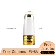MH Innovative Electroplated Frosted Gold Glass Vase Lucky Bamboo Transparent Hydroponic Vase Straight Cylindrical Vase D