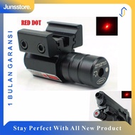 Laser Merah Senapan Angin Jarak Jauh Siang Malam Red Dot Gun Picatinny Mount Airsoft Rifle With Baterai LR44 Kunci L dan Mount Rail - Hitam / Laser Tembak Merah Jarak Jauh Senapan Angin Murah