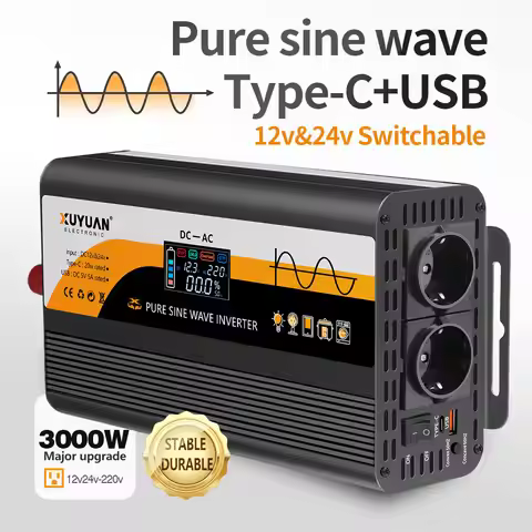 3kW XUYUAN inverter 12V24V to 220V pure sine wave converter Yacht/car travel power inverter 50Hz/60H