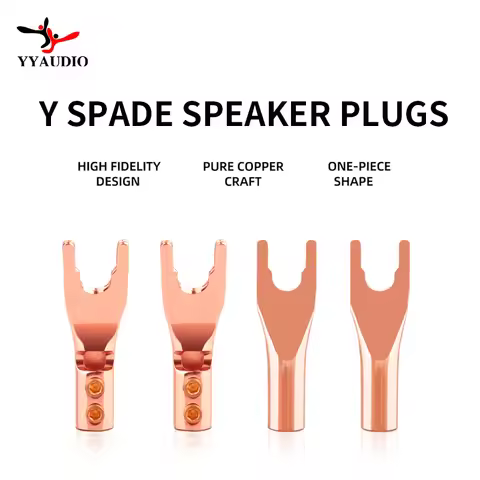 YYAUDIO 4pcs Gold Plated Y Spade Speaker Plugs Audio Screw Fork Connector Adapter HiFi Speaker Spade