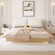 HOMIE LIFE เตียงมินิมอล Leather Bed Wabi-Sabi เตียง Bedroom ฐานเตียงทึบ Suspension Bed H36 1.5M(1500mm*2000mm) One