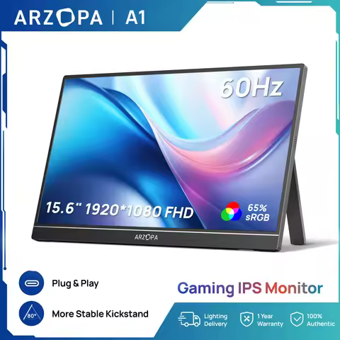 ARZOPA 15.6 inch 1080P Mini Portable Monitor IPS Gaming External Second Screen Display for PC/MAC/Ph
