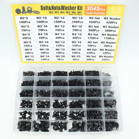 2520P/set M2 M2.5 M3 M4 M5 M6 Black Grade 10.9 Steel Hexagon Hex Socket Head Flat Countersunk Allen 