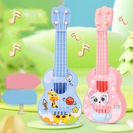 SHEBE668 4 Strings Simulation Ukulele Toy Adjustable String Knob Cartoon Animal Musical Instrument Toy Cute Classical Small Guitar Toy Children Toys