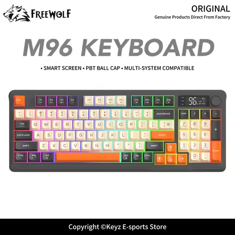 FREEWOLF M96 Wireless Dual Mode Mechanical Keyboard 2.4G Bluetooth 5.0 96 Keys Hot-Swappable PBT Key