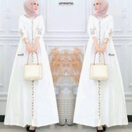 Datu Denora Midi Dress Putih L Gamis Putih Bordir Ramadhani Haruka