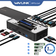 WAVLINK USB Triple Display Dock Type C 10Gbps Hub with M.2 PCIe SATA SSD Enclosure Support 100W PD 4