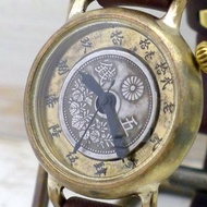 手工手錶 Wanokokuyon 5 仙硬幣和大錶盤約 34 毫米黃銅 (377)