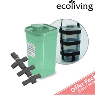 ECO LIVING OFFER PACK 1.5/2Ltr Square Water Tumbler, Bottle W/Bag Pouch & Strip, ECO-428/EG-A, ECO-4