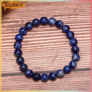 JULYHOT  Lapis Lazuli สร้อยข้อมือลูกปัดธรรมชาติ8มม. กำไลข้อมือยืดหยุ่นสำหรับทุกเพศของขวัญเครื่องประด