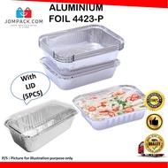 (Offer) ALUMINIUM FOIL TRAY WITH LID [RECTANGLE] - 5PCS 4423-P (RECTANGULAR)ALUMINIUM