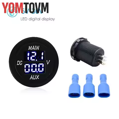 Black Plastic LED Digital Double Voltmeter Fit for most 12-24V vehicles