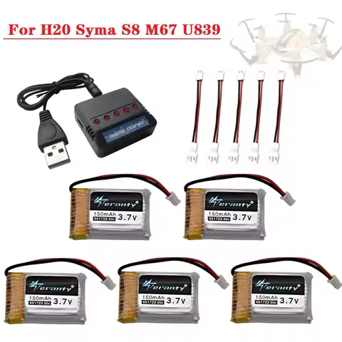 3.7V 150mah Rechargeable Battery + Charger for H20 S8 M67 U839 RC Quadcopter helicopter spare parts 