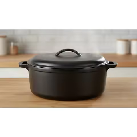 Large 7-Quart Pre-Seasoned Cast Iron Dutch Oven with Lid, Heavy-Duty for Even Cooking, Perfect for H