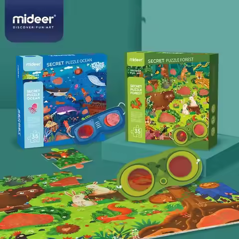 Mideer 35 Pcs Secret Puzzle Forest Ocean With Magic Glasses Children Educational Toys For Kids 3Y+