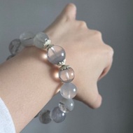 小精品 稀有礦千層半盆灰藍幽靈 12-14mm水晶手鏈 正財事業自信