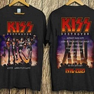 Baju-Kiss-Band T-Shirt 2 Side Rock Destroyer-Album 45th Anniversary Fan Tee Gift Unisex T-Shirt Grap