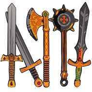 Foam Swords Weapons Toy for Boys - 17 inch Foam Sword Axe and Hammer - Pack of 5 Kids Ninja Weapons 