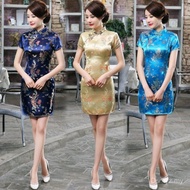 [Dsmyz] Retro Cheongsam Dragon and Phoenix Embroidery Chinese Style Dress Baju Tradisional Cina Pere