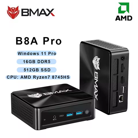 BMAX B8 A Pro MiNI PC AMD Ryzen 7 8745HS 16GB DDR5 512GB NVMe SSD Windows 11 Pro WIFI 6 Bluetooth 5.