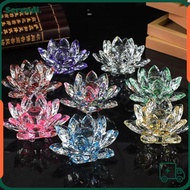 SERENDI Crystal Lotus Flower Figurine, 120mm Multi-Color Lotus Flower Ornament,  Lotus Flower Decor 