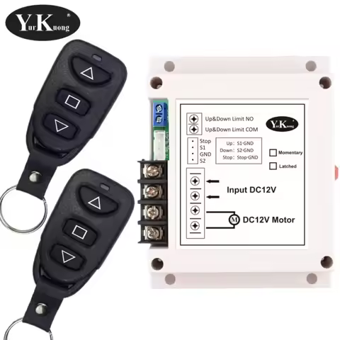 12V DC Motor Remote Control Switch Motor Forwards Reverse Stop Up Down Stop External Button Motor RF
