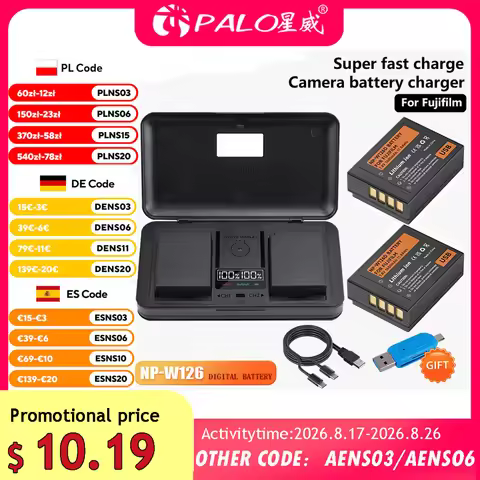 NP-W126S NP-W126 NP W126 Type C Battery With Storage Case Charger for Fujifilm Fuji X-T20 X-E2 XPro1