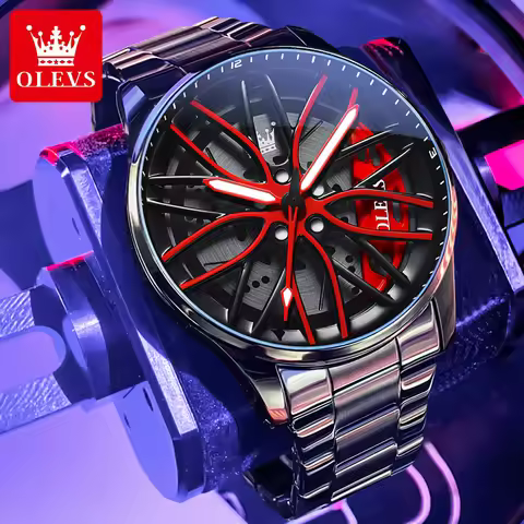 OLEVS Watches Man 9937 Original Sport Wheel Quartz Wristwatches Waterproof Luminous Watches For Man 