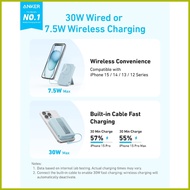 ❊ ╰ ☏ Anker by Zolo Power Bank 30W Wireless  Magnetic 10,000mAh Portable Power with Build in Cable