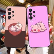 Cartoon Cute Pink Pig Soft Black Silicon TPU Cell Phone Case For  Samsung Galaxy A23 A20 A14 A13 A12 A11 A10 A9 A8 A7 A6 A5 A05 A04 A03 F12 M12 S E Star Plus 5G
